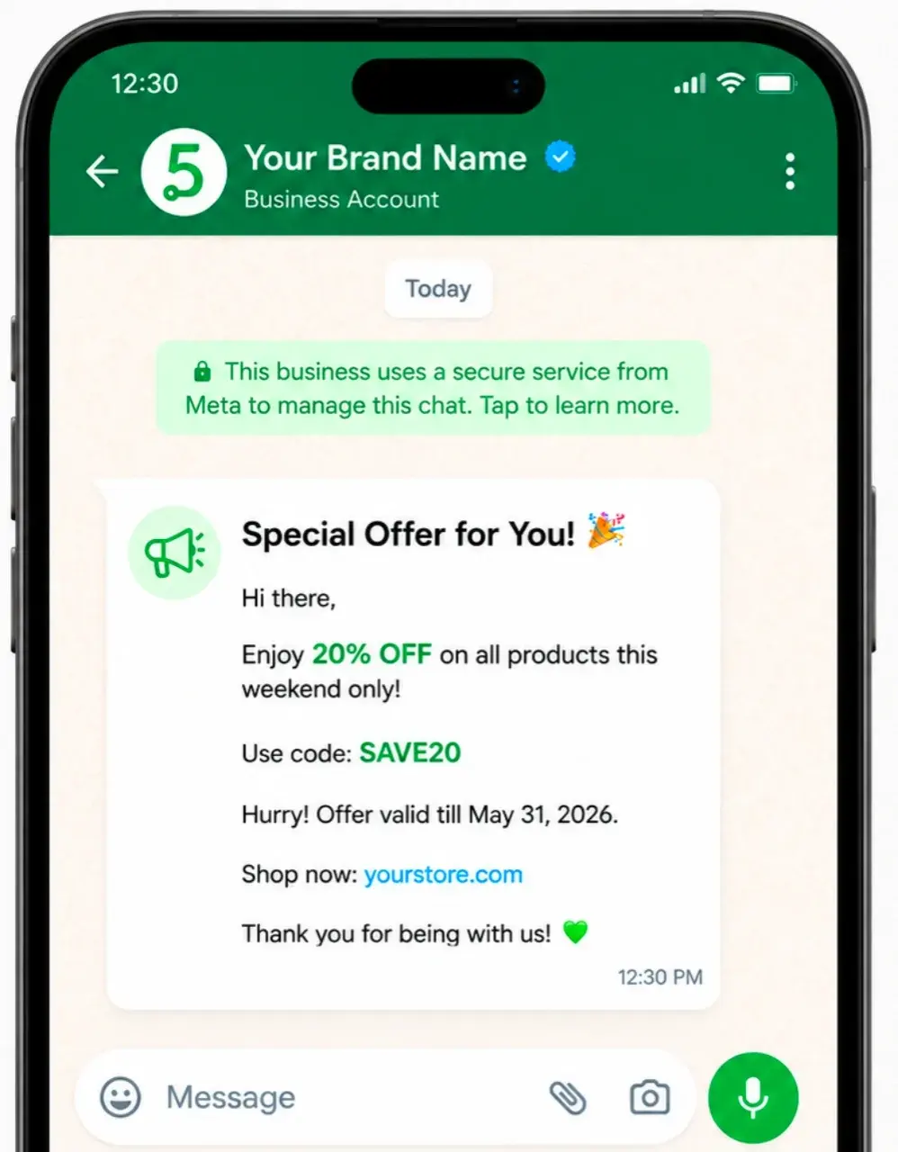 WhatsApp marketing campaign and bulk messaging example from 5MinutesAPI